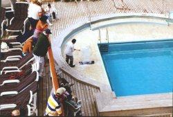 Ice carving demonstration on Lido deck